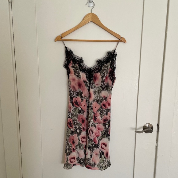 Fleur du Mal Lace Trim Silk Floral Mini Dress Size S - Picture 1 of 6
